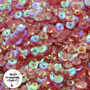 Sequin - Round - Cup – 6mm – Red Light Transparent AB - Price per gram