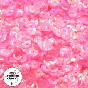 Sequin - Round - Cup – 6mm – Pink Neon Transparent AB - Price per gram