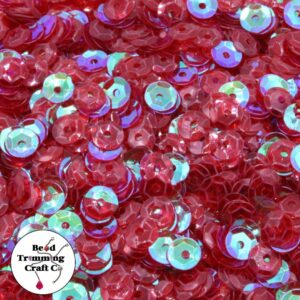 Sequin - Round - Cup – 6mm – Red Transparent AB - Price per gram