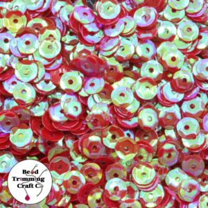 Sequin - Round - Cup – 6mm – Red Royal AB - Price per gram