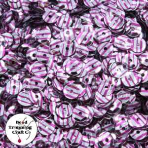 Sequin - Round - Cup – 6mm – Pink / Silver / Stripe - Price per gram