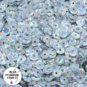 Sequin - Round - Cup – 6mm – Silver Laser - Price per gram