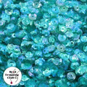 Sequin - Round - Cup – 6mm – Blue Teale Transparent AB - Price per gram