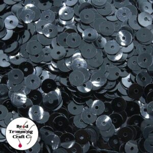 Sequin - Round - Flat – 6mm – Black - Price per gram