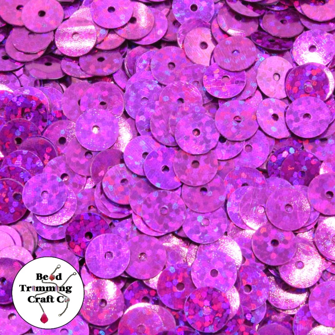 Sequin - Round - Flat – 8mm – Pink Fuchsia Laser - Price per gram