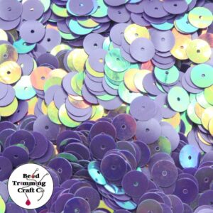 Sequin - Round - Flat – 8mm – Purple AB - Price per gram