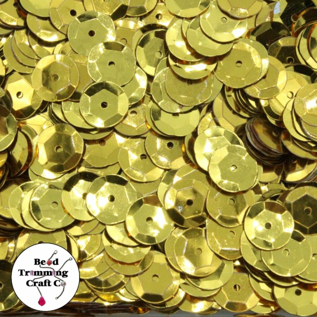 Sequin Round Cup 8mm Gold Price per gram Bead, Trimming