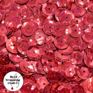 Sequin - Round - Cup – 10mm – Red Laser - Price per gram
