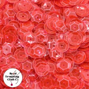 Sequin - Round - Cup – 10mm – Red Neon Transparent - Price per gram