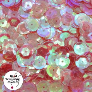 Sequin - Round - Cup – 10mm – Red Light Transparent AB - Price per gram