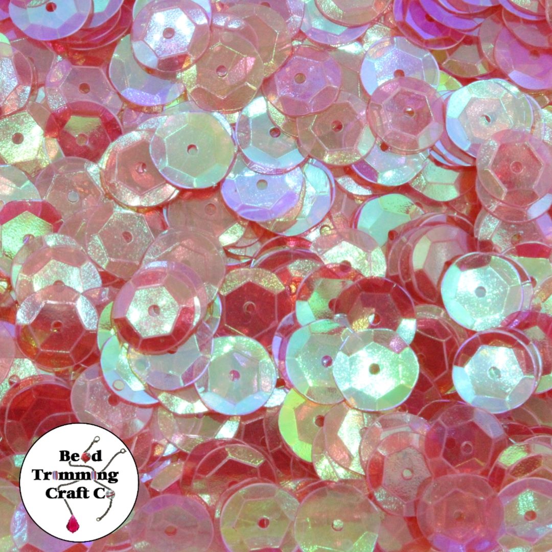 Sequin - Round - Cup – 10mm – Red Light Transparent AB - Price per gram