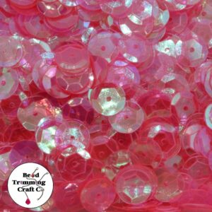 Sequin - Round - Cup – 10mm – Pink Neon Transparent - Price per gram