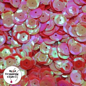 Sequin - Round - Cup – 10mm – Neon Pink OPQ AB - Price per gram
