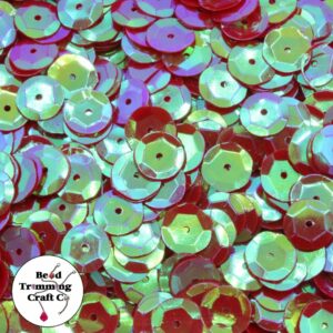 Sequin - Round - Cup – 10mm – Royal Red AB - Price per gram