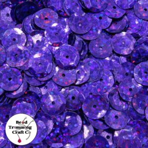 Sequin - Round - Cup – 10mm – Purple Laser - Price per gram