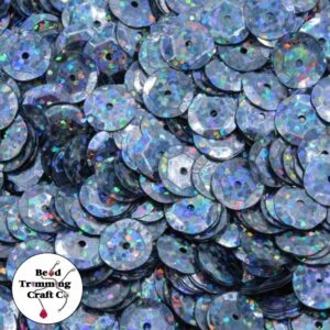 Sequin - Round - Cup – 10mm – Silver Dark Laser - Price per gram