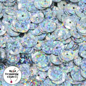 Sequin - Round - Cup – 10mm – Silver Laser - Price per gram