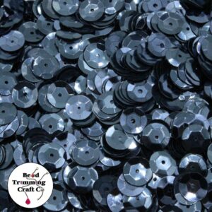 Sequin - Round - Cup – 8mm – Black Hematite - Price per gram