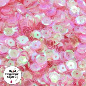 Sequin - Round - Cup – 8mm – Pink Light Transparent AB - Price per gram
