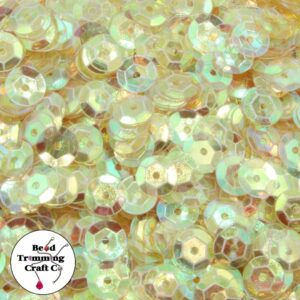 Sequin - Round - Cup – 8mm – Lt Topaz Transparent AB - Price per gram