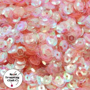 Sequin - Round - Cup – 8mm – Peach Transparent AB - Price per gram