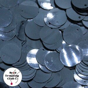 Sequin - Round - Flat – 13mm – Hematite - Price per gram