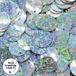 Sequin - Round - Flat – 13mm – Silver Laser - Price per gram