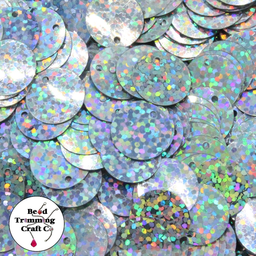 Sequin - Round - Flat – 13mm – Silver Laser - Price per gram