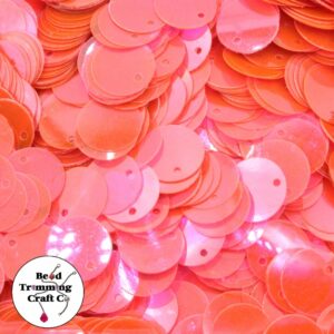 Sequin - Round - Flat – 13mm – Neon Pink Transparent - Price per gram