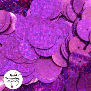Sequin - Round - Flat – 20mm – Fuchsia Laser - Price per gram