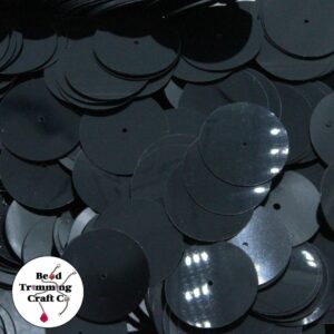 Sequin - Round - Flat – 20mm – Black - Price per gram