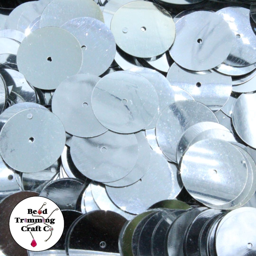 Sequin - Round - Flat – 20mm – Silver - Price per gram