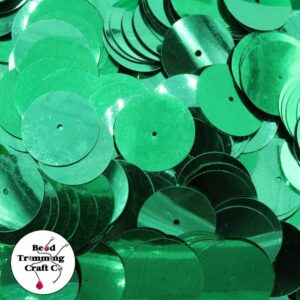 Sequin - Round - Flat – 20mm – Green - Price per gram