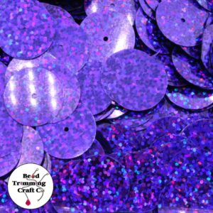 Sequin - Round - Flat – 20mm – Purple Laser - Price per gram