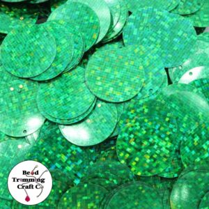 Sequin - Round - Flat – 20mm – Green Laser - Price per gram