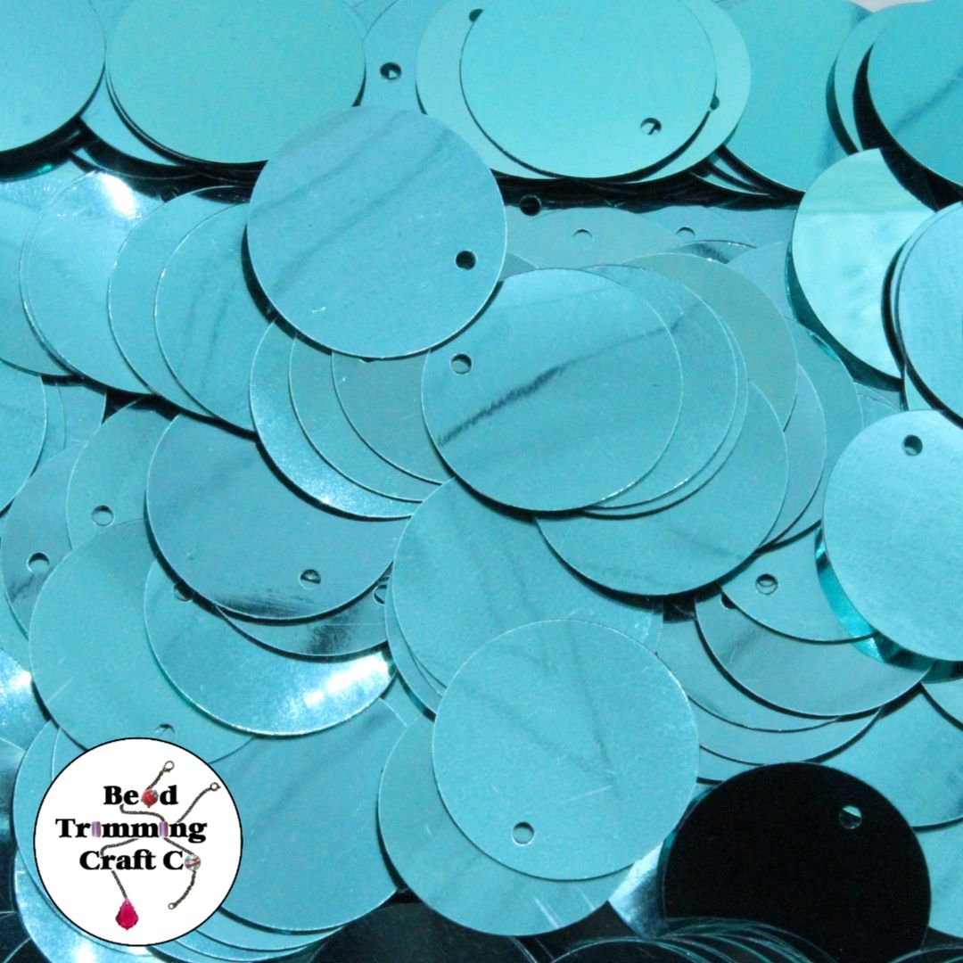 Sequin - Round - Flat – 20mm – Blue - Price per gram