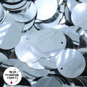 Sequin - Round - Flat – 20mm – Silver - Price per gram