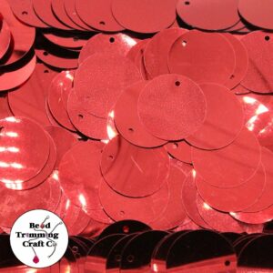 Sequin - Round - Flat – 20mm – Red - Price per gram