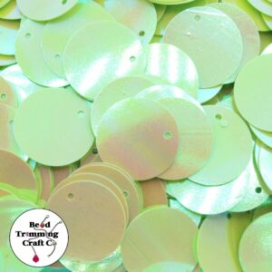 Sequin - Round - Flat – 20mm – Green Iridescent - Price per gram