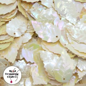 Sequin - Leaf – 25mm – Cream AB - Price per gram