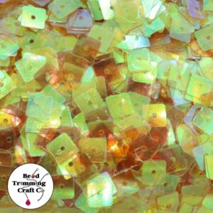 Sequin - Square – 8mm – Lt Topaz Transparent AB - Price per gram