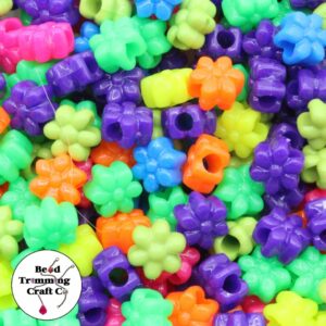 Flower Pony Bead - 13mm - Neon Mix
