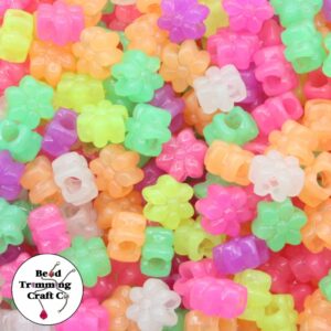 Flower Pony Bead - 13mm - Glow In The Dark Mix