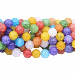 Crackle Crystal – Round - Mix Colour – 10mm – 40cm Strand