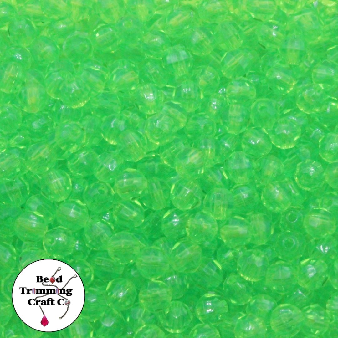 Round Faceted - 6mm - Light Green - Price per Piece