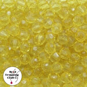 Round Faceted - 10mm - Dark Yellow