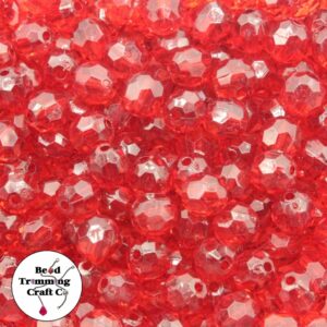 Round Faceted - 10mm - Red