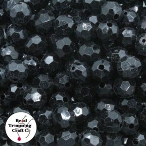 Round Faceted - 12mm - Black