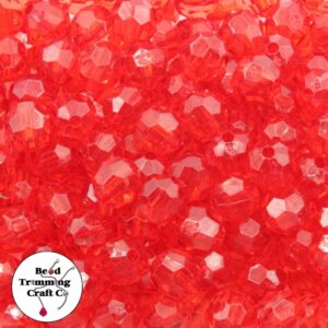 Round Faceted - 12mm - Red