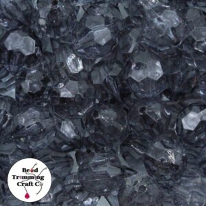 Round Faceted - 14mm - Black Transparent
